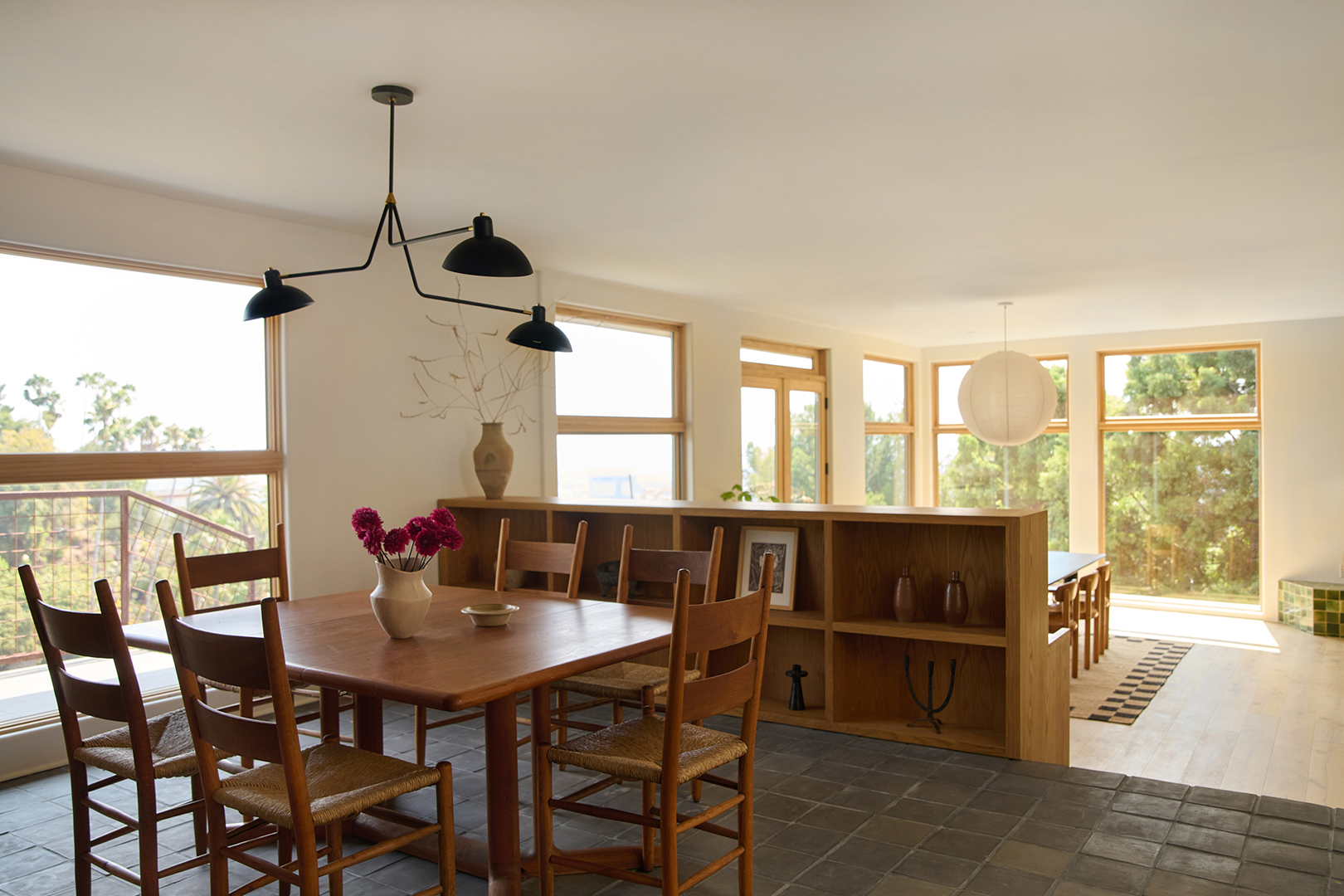 kitchen with dark tiled floor