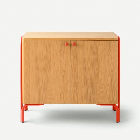  wood cabinet with red legs