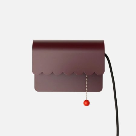  maroon scalloped plug-in sconce