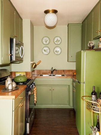 green u shape. kitchen