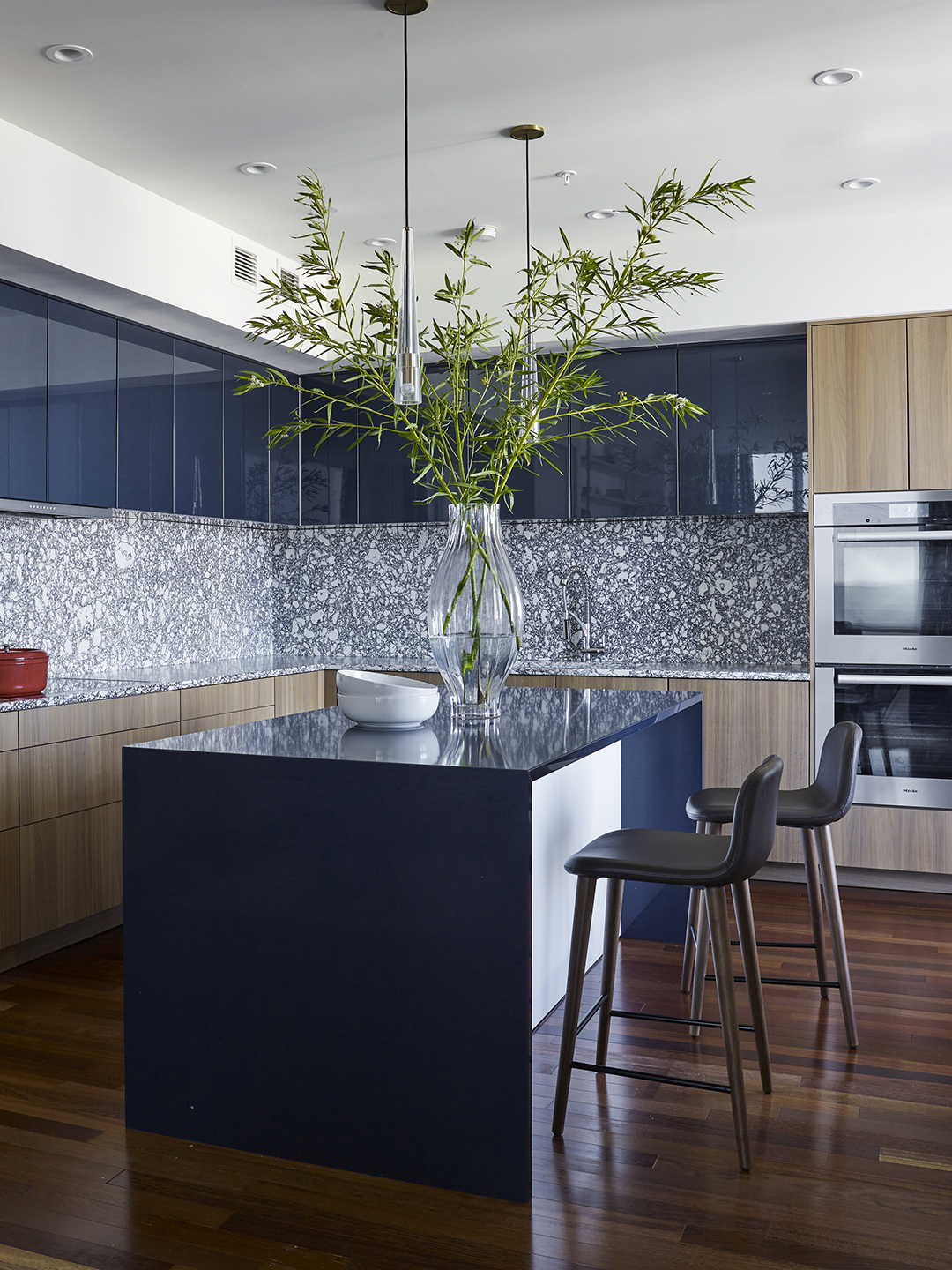 sleek blue kitchen