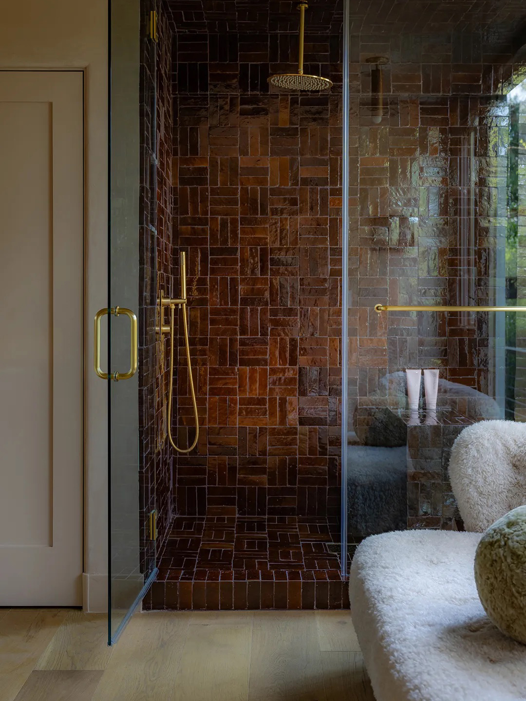 red bathroom tile