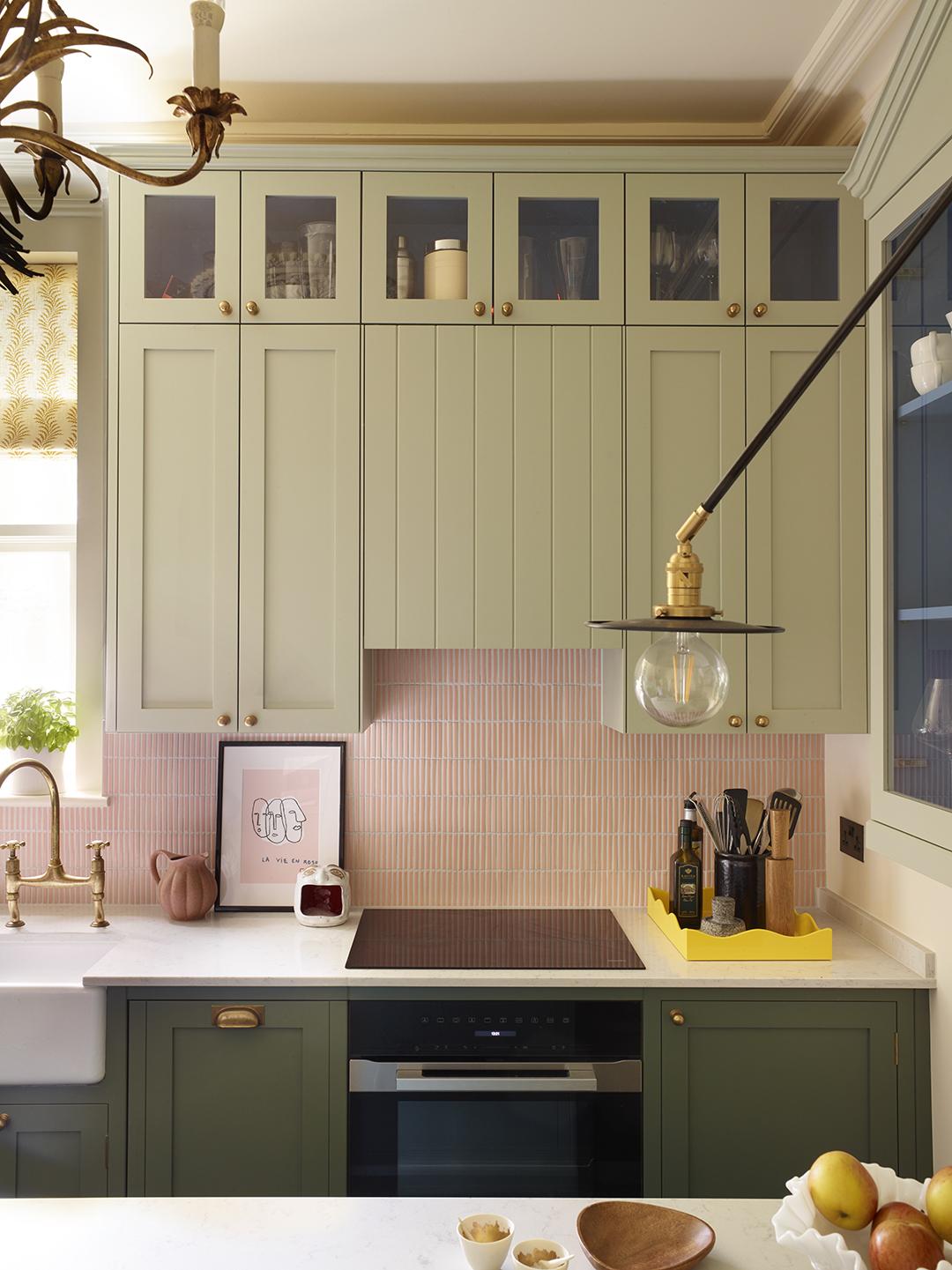 After: Cooking area of tiny London kitchen.