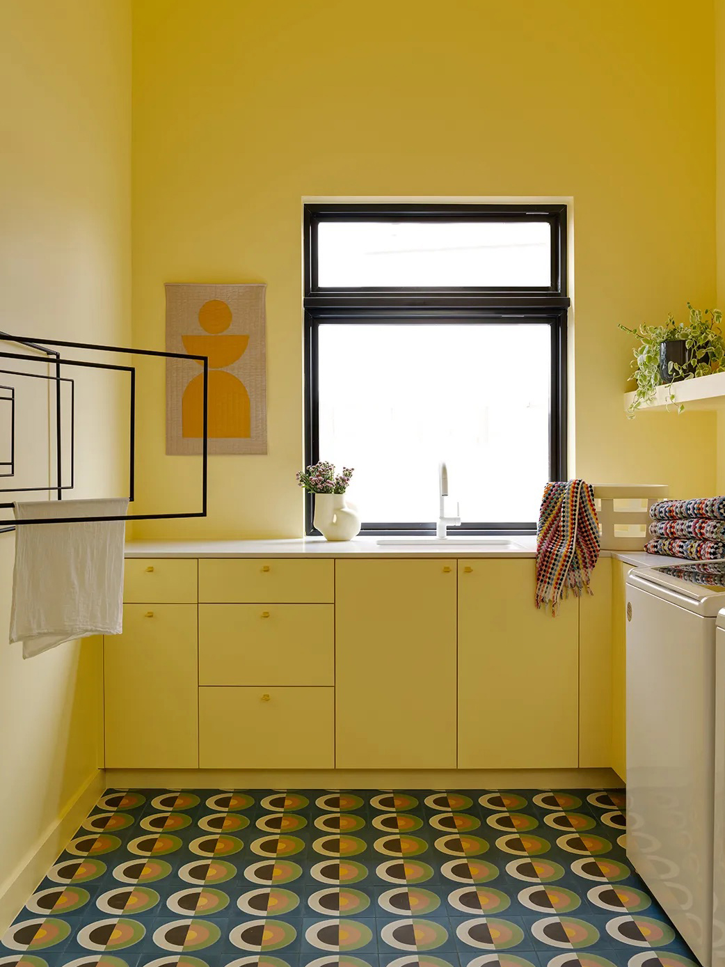 yellow laundry room