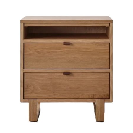  Nightstand with leather drawer pulls