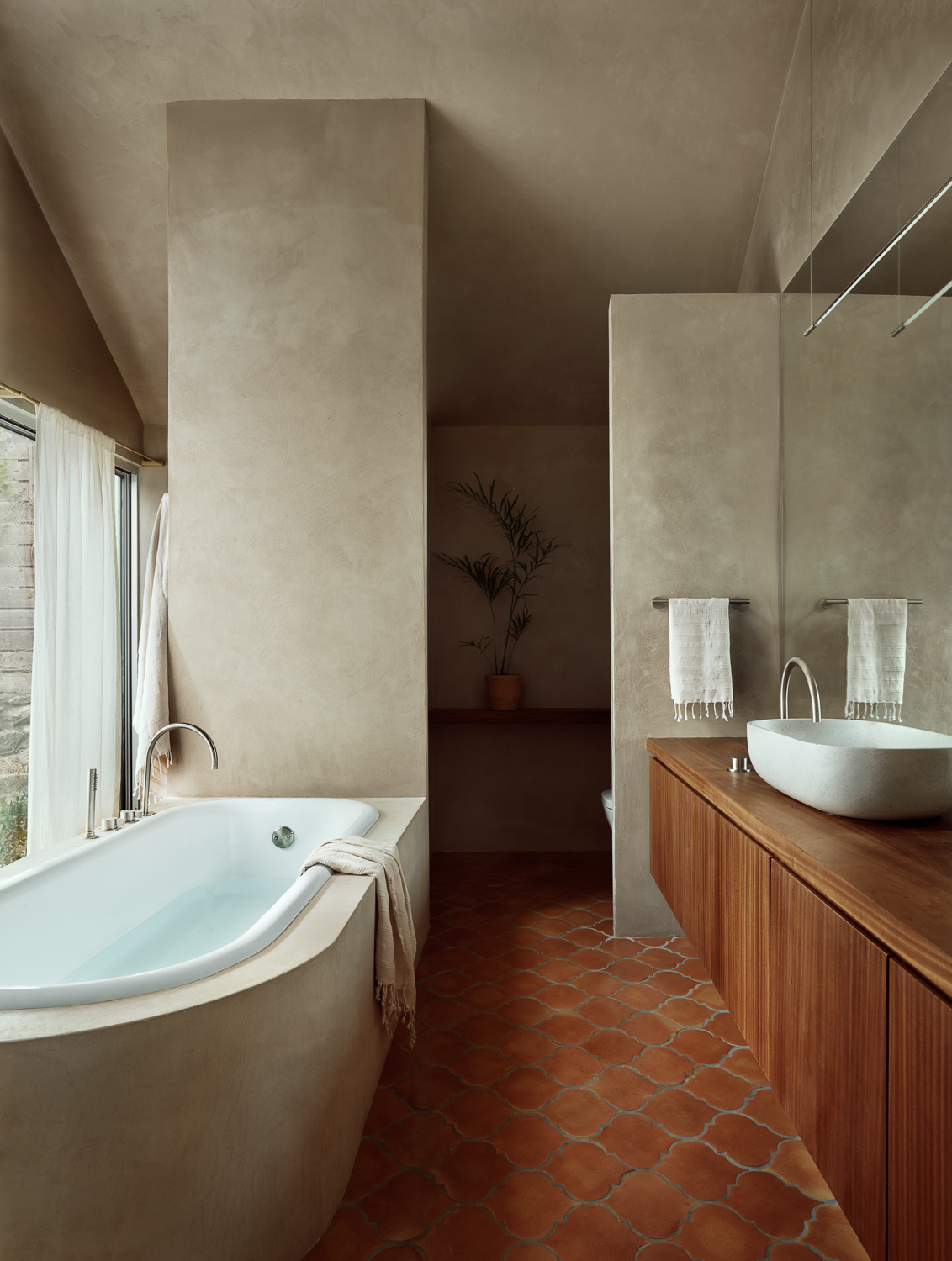 gray plastered bathroom