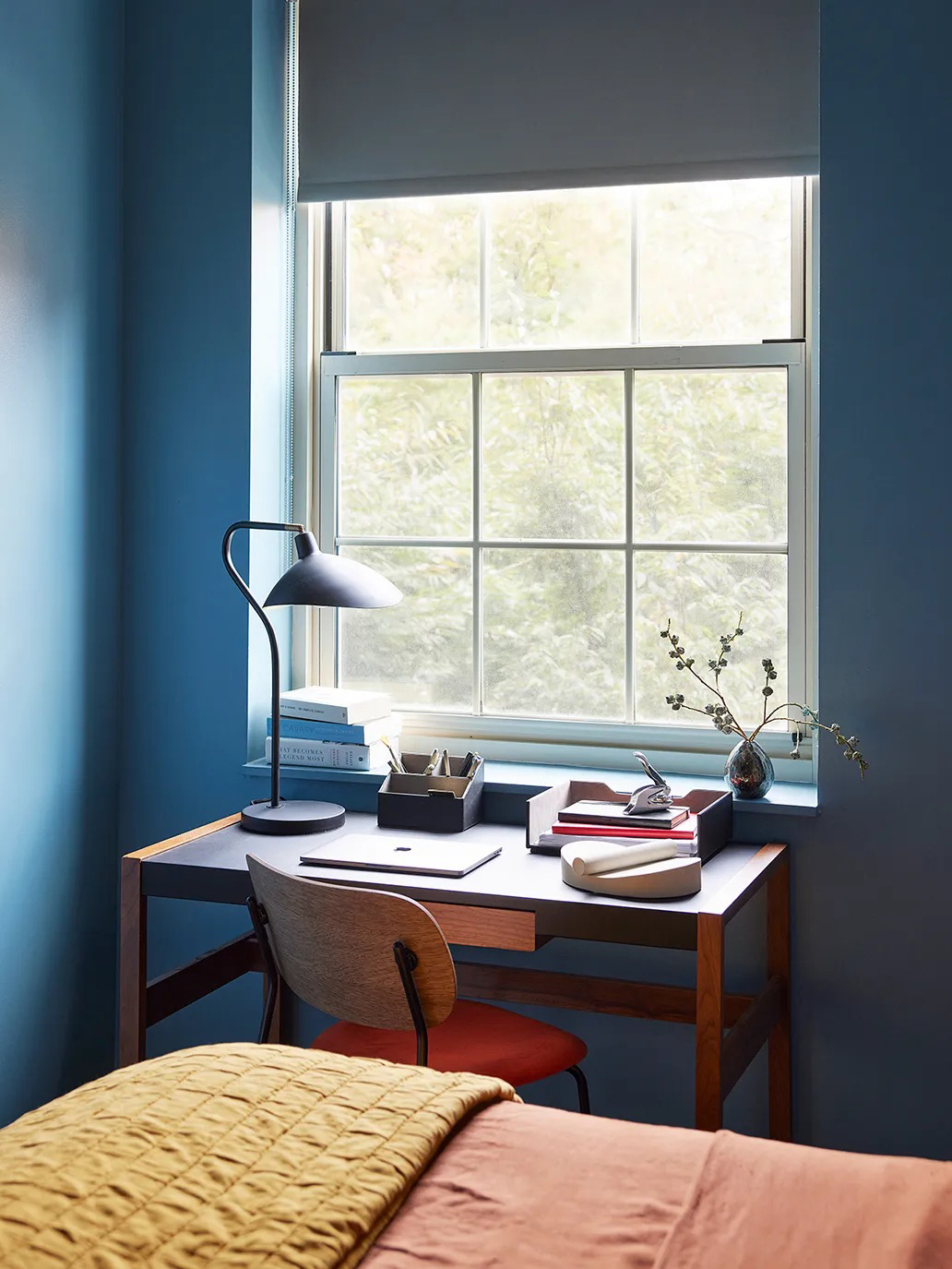 desk in front of window