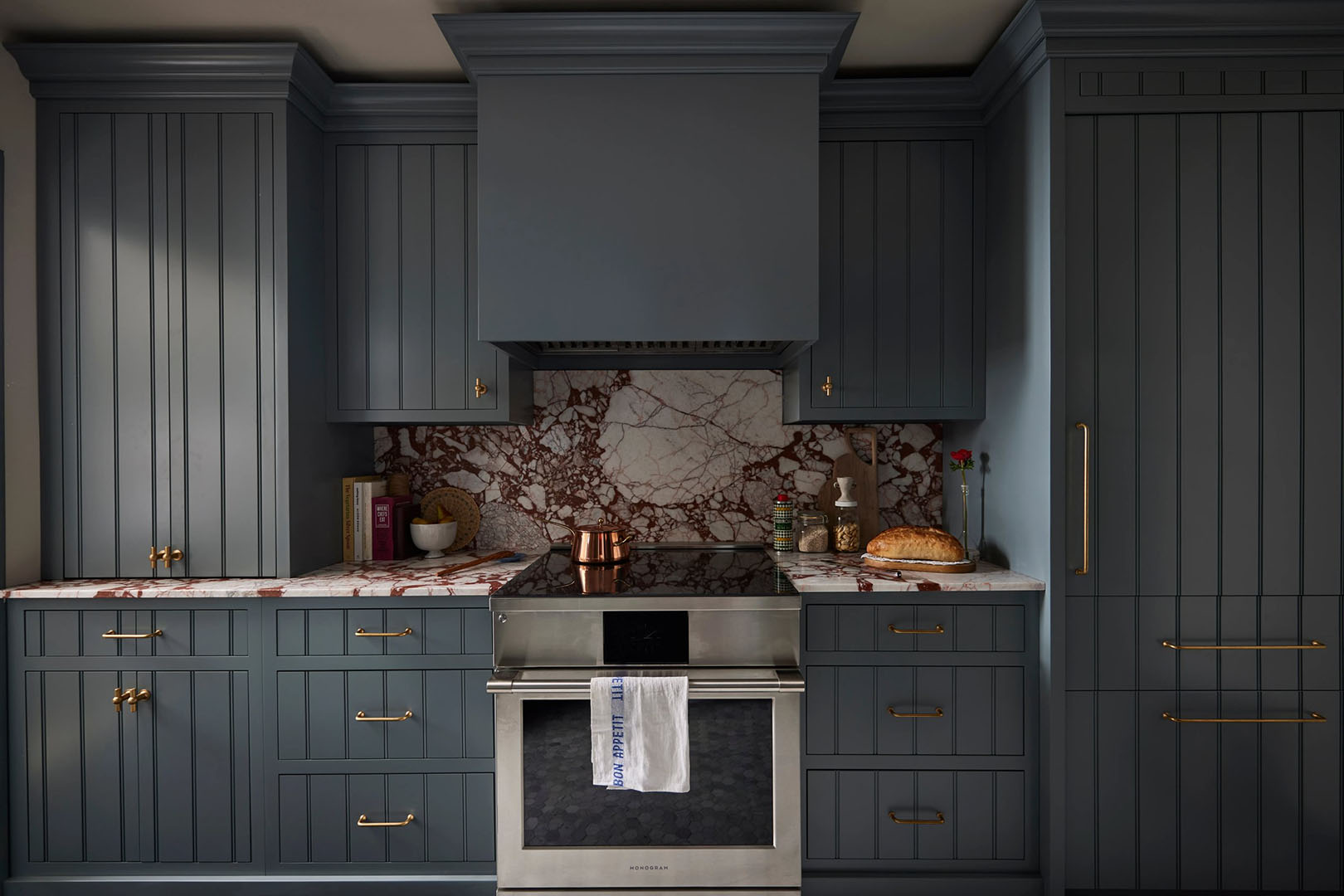 blue beadboard kitchen