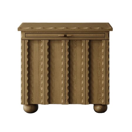  Oak nightstand with scalloped detailing