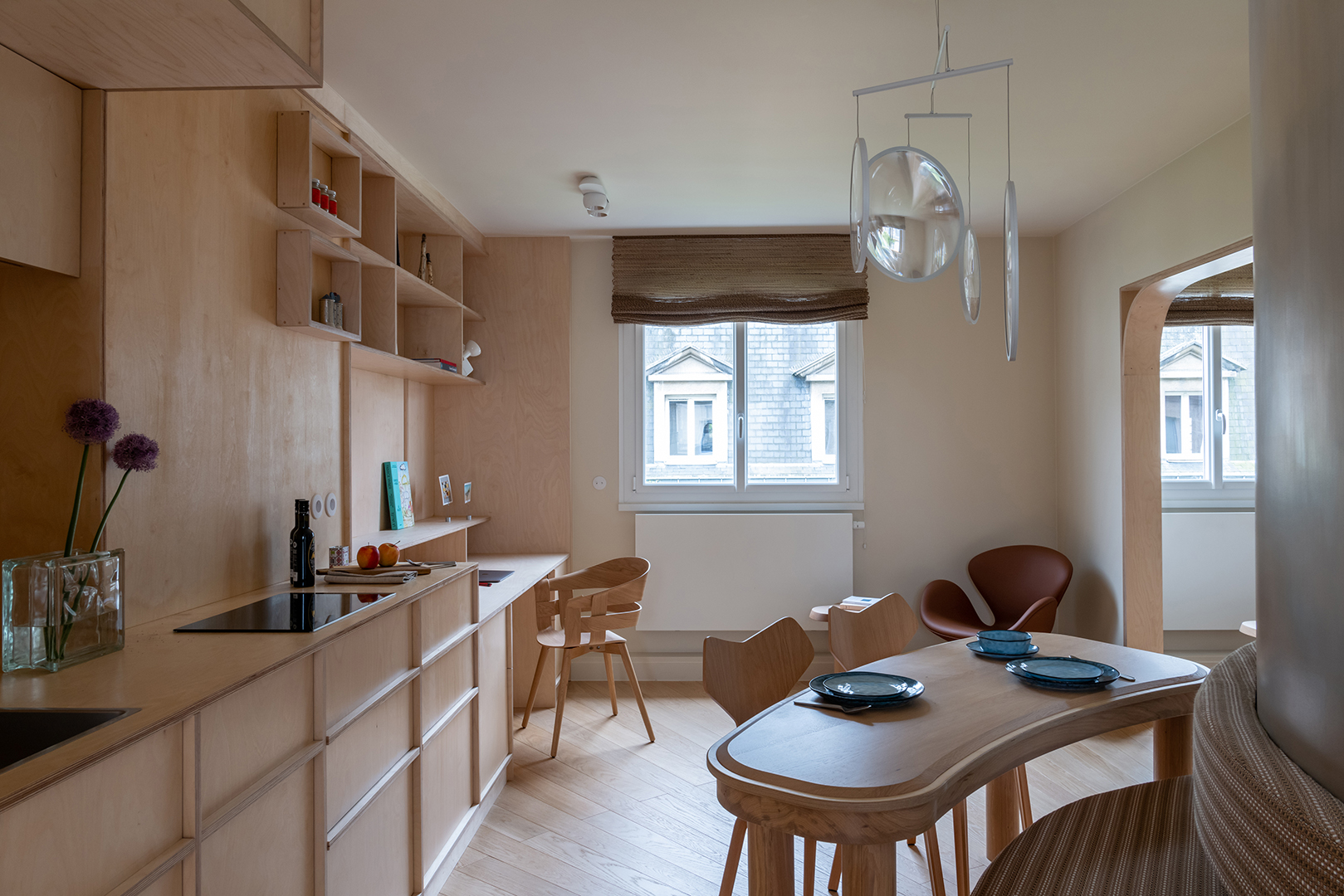 wood kitchen dining area