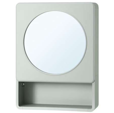  green medicine cabinet with round mirror