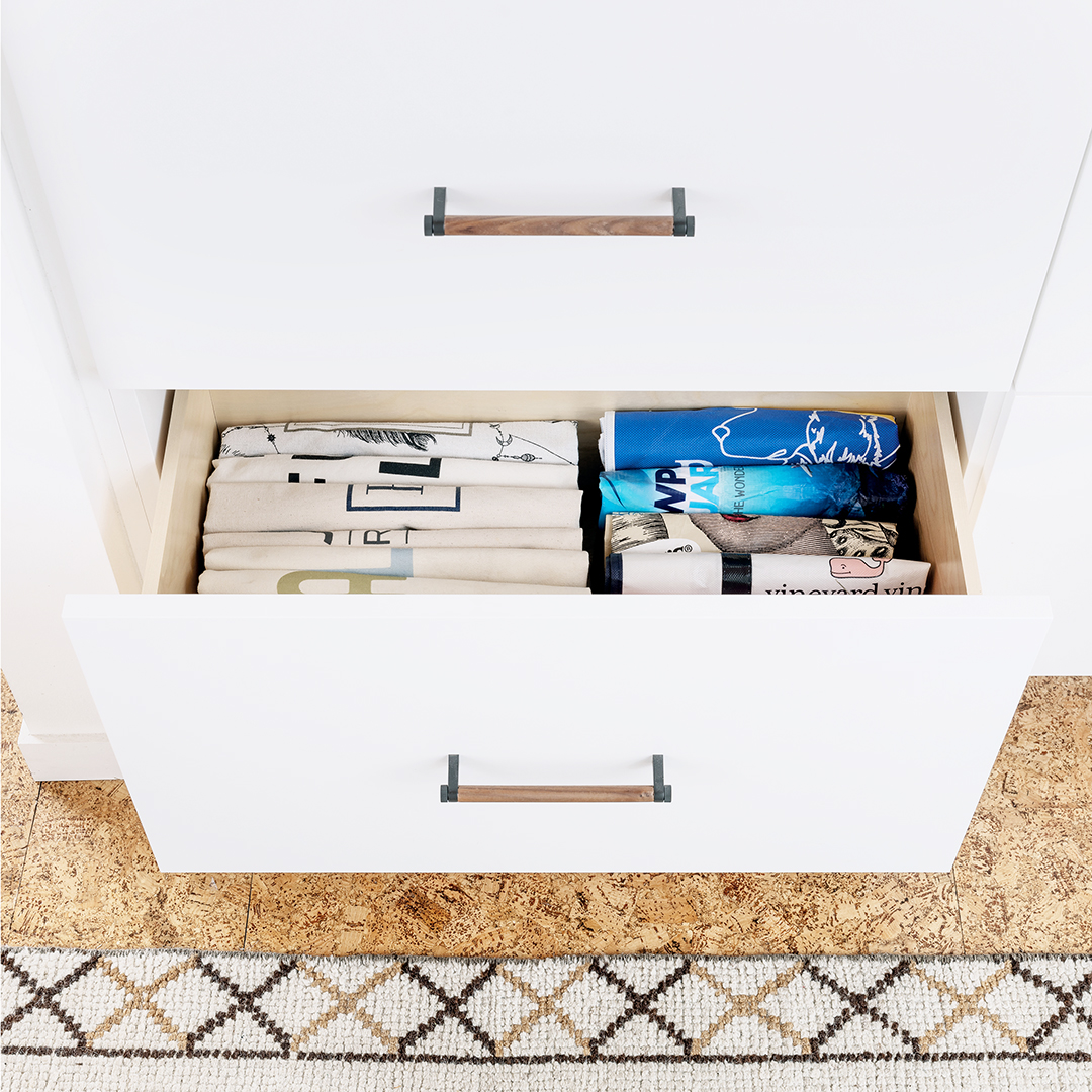 tote bags in a drawer