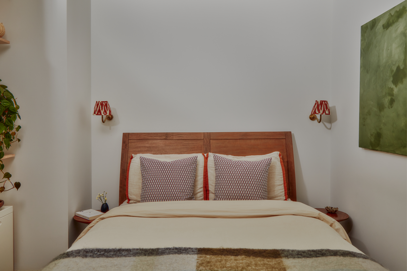 sconces framing bed