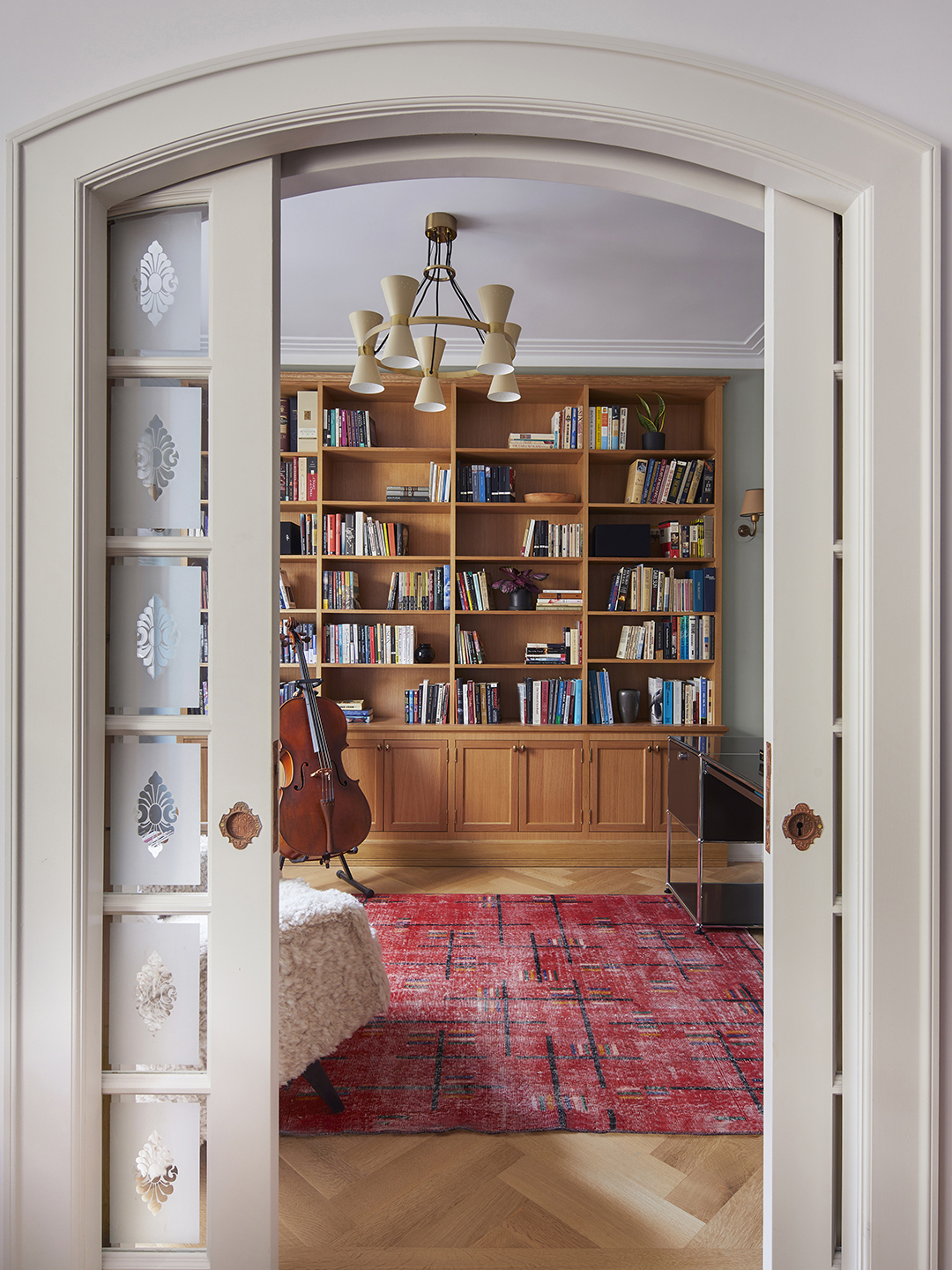 wood built-ins in library